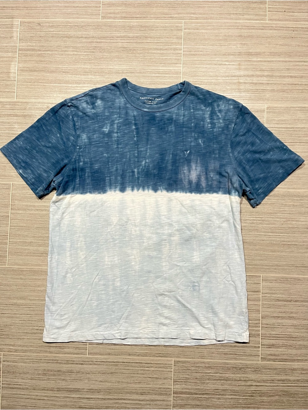 American Eagle Outfitters Men’s Cotton Blue Dip-Dye Crew Tee